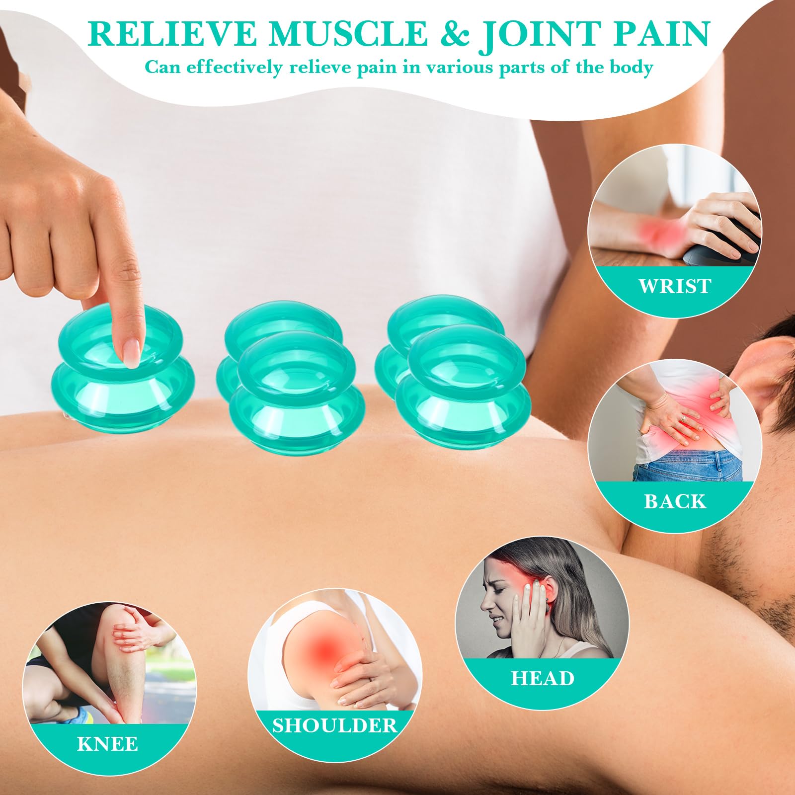 Geiserailie 16 Tazze da Massaggio con Ventose in Silicone Set di Terapia a Ventosa 4 Dimensioni Coppa Professionale di Terapia Ventosa Cinese Vuoto per Riduzione della Cellulite Corpo Miofasciale