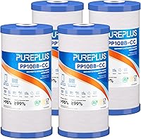 PUREPLUS 4-Pack 5-Micron 10x4.5" Sediment & Carbon Whole House Water Filter Replacement for FXHTC, GXWH40L, GXWH35F & More