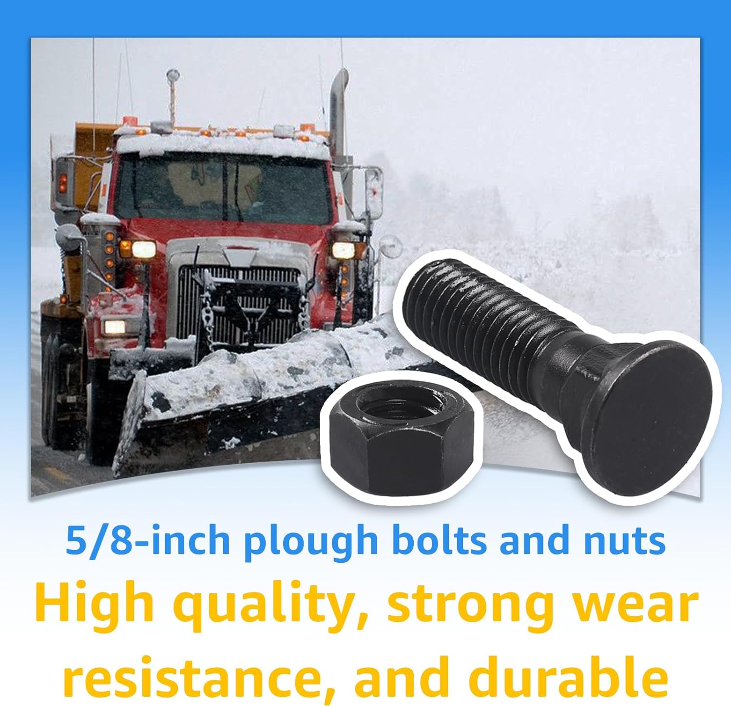 5/8 Cutting Edge Bolts, Blades Cutting Edge Bolts & Nuts 5/8"-11 x 2-1/4", Grader Blade Bolt for Snow Plow Construction Machinery,Tractor Attachement - 8Pcs