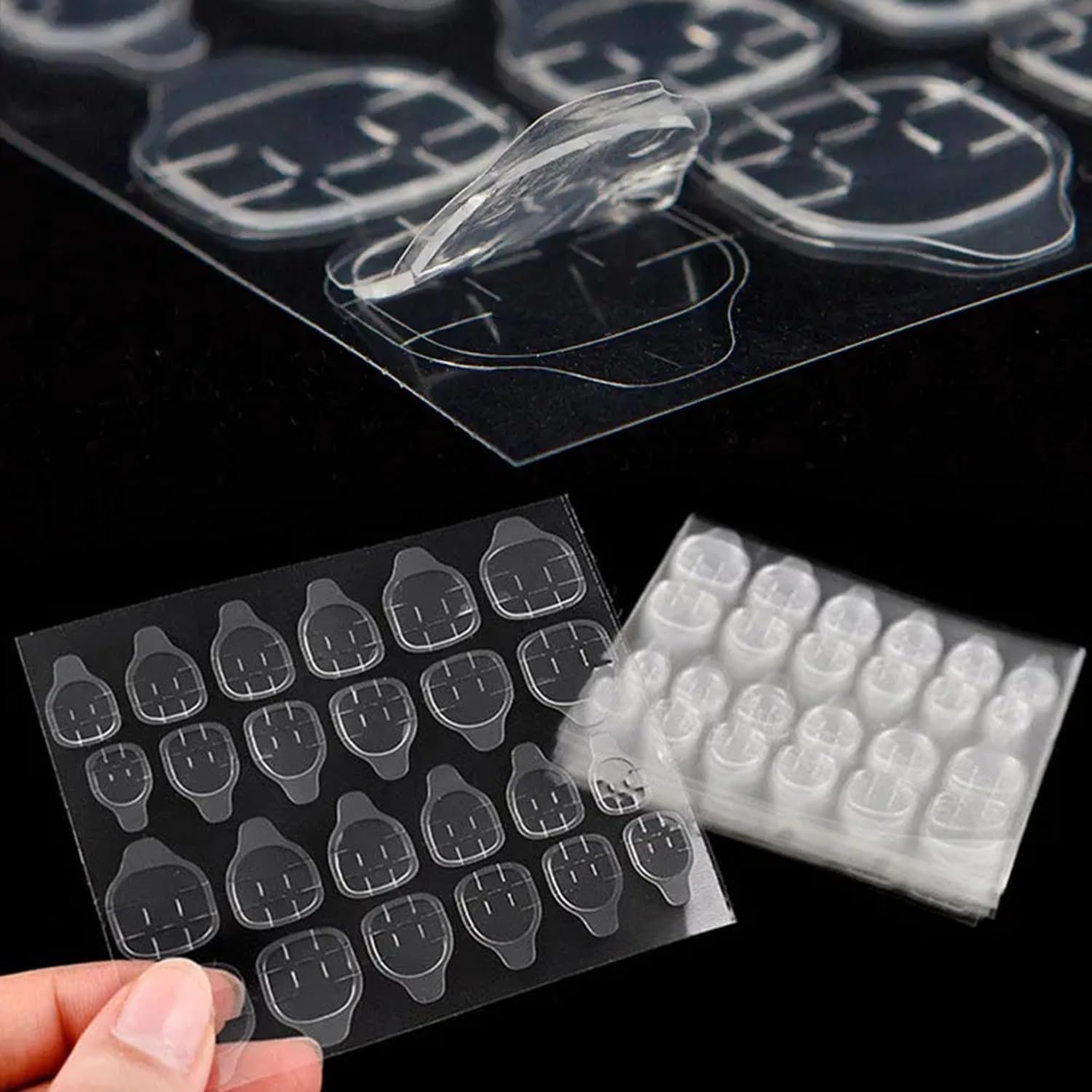 RIXTEC 192pcs Nail Adhesive Tabs Transparent Waterproof Breathable Jelly Glue Double-Sided Sticky Tabs Nail Stickers No Glue Press On Nails for False Nails Acrylic Manicure - 8 Sheets Regular Size