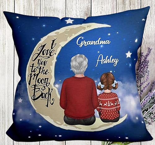 Miniatura 2 de Love You to The Moon and Back - Almohada personalizada para abuela, almohada personalizada para mamá, regalos para abuela mamá de hija nietos, Día