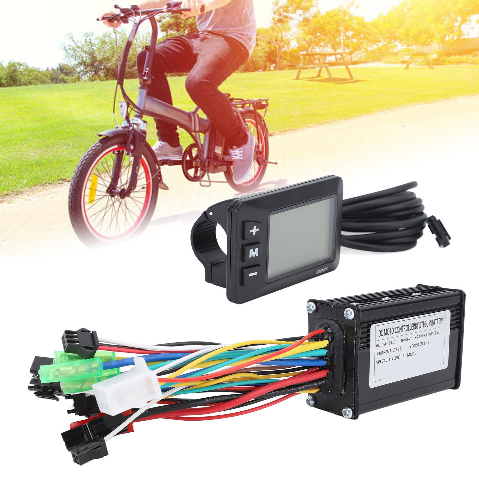 KENANLAN Kit De Conversion De Vélo électrique, Kit De Contrôleur De Moteur Sans Balais Pour Vélo électrique 24V 36V 48V 500W‑750W 26A Contrôleur 3 Modes GD01 Kit D'affichage LCD Pour