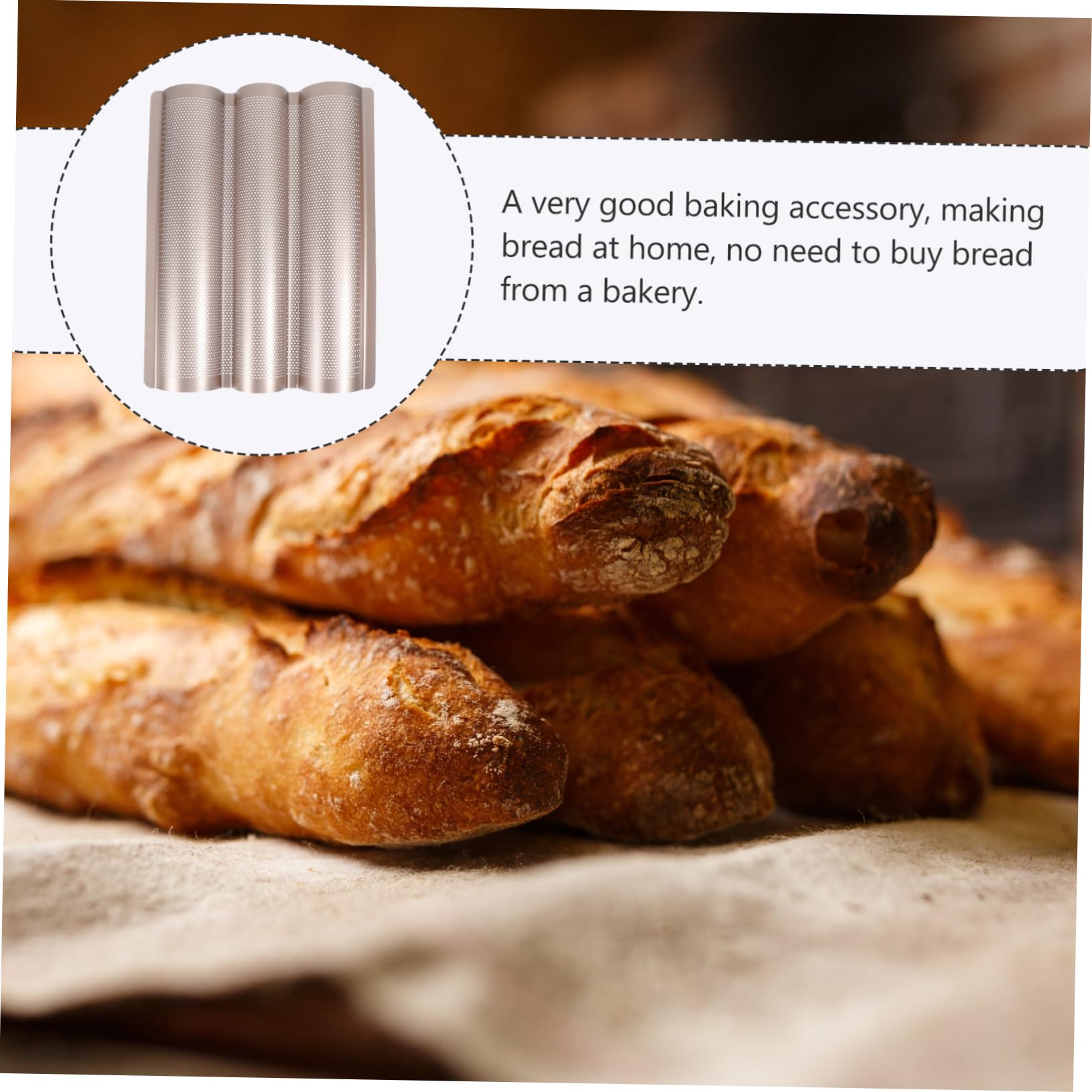 OUNONA Molde para Baguette Antiadherente de Acero al Carbono, 3 Ranuras, Fácil de Limpiar, para Hornear Pan en Panadería