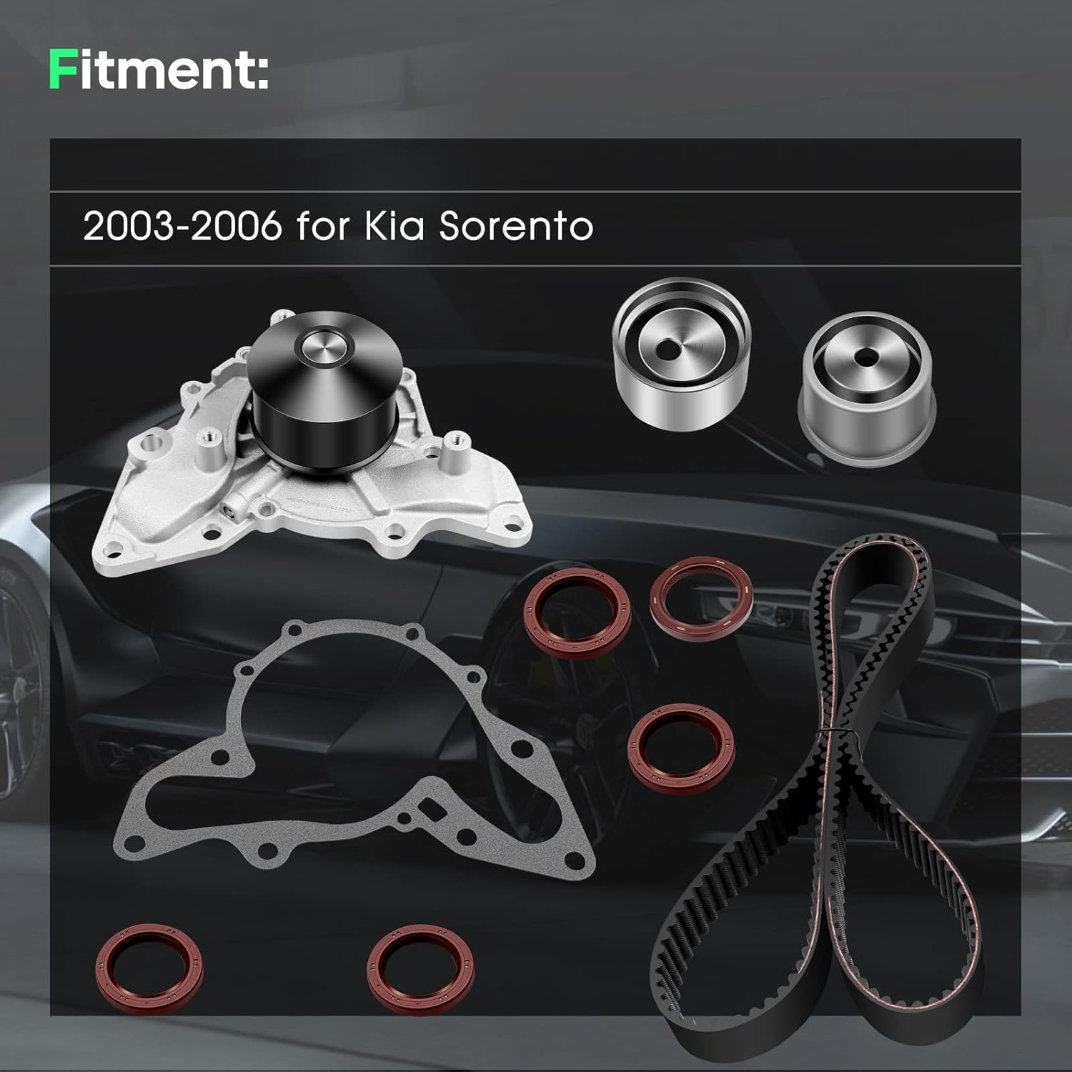 SCITOO TS26323A 146-1130 25100-39802 TBK323A 2142135011 TS26323A WP146-1240 TB323LK2 WP323K1A 2510039802 Engine Timing Belt Kit Fits for 2003-2006 for Kia Sorento