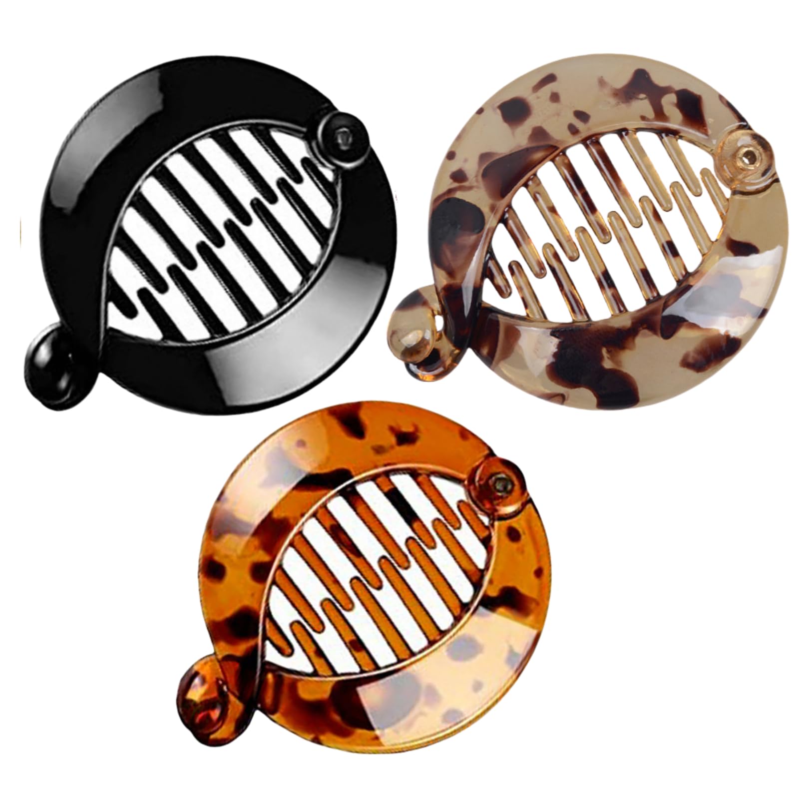 3Pcs Resin Banana Hair Clips Small Banana Hair Combs Fishtail Hair Clip Side Comb Round Ponytail Holder for Women Girl Hair Accessories Clips and