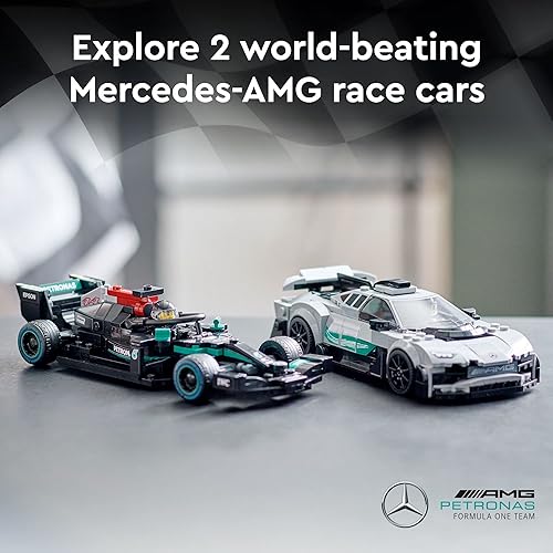 Miniatura 2 de LEGO Speed Champions Mercedes-AMG F1 W12 E, juego de autos de juguete Performance & Project One, kit de construcción de autos modelo Mercedes,