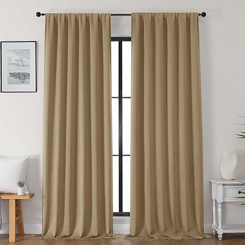 Miniatura 118 de Gwine - Cortinas opacas negras para dormitorio de 84 pulgadas de largo, juego de 2 paneles, cortinas sólidas reductoras de ruido con aislamiento