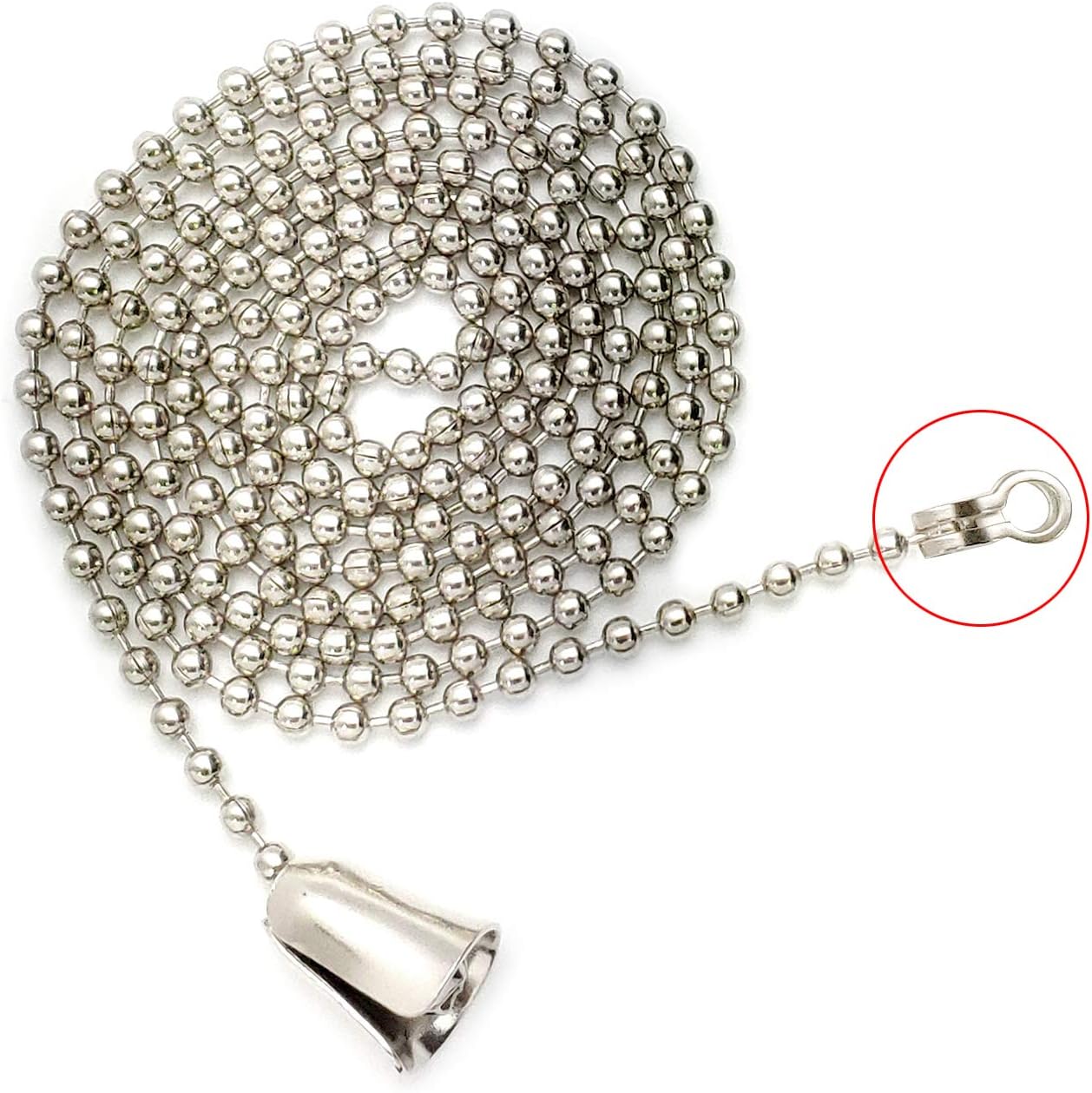 Ceiling Fan Pull Chain Extender – 39-Inch Stainless Steel Beaded Chain with D Coupling, Light and Fan Pull Chain Extension for Ceiling Fixtures