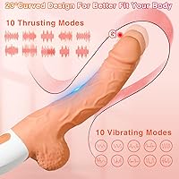 Vista 5 de Máquina sexual de empuje con consolador realista para mujeres con 10 modos de vibración y empuje para estimulación del punto G, clítoris y anal