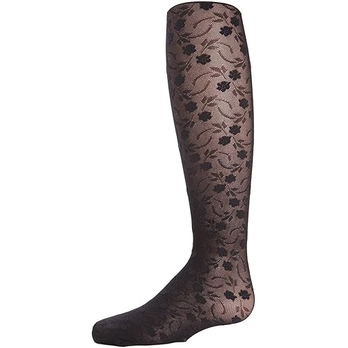 MeMoi Sweet Blossoms Girls Sheer Floral Lace Tights