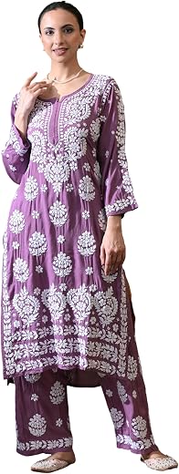 Syrish Hand Embroidered Chikankari Modal Plazo Set