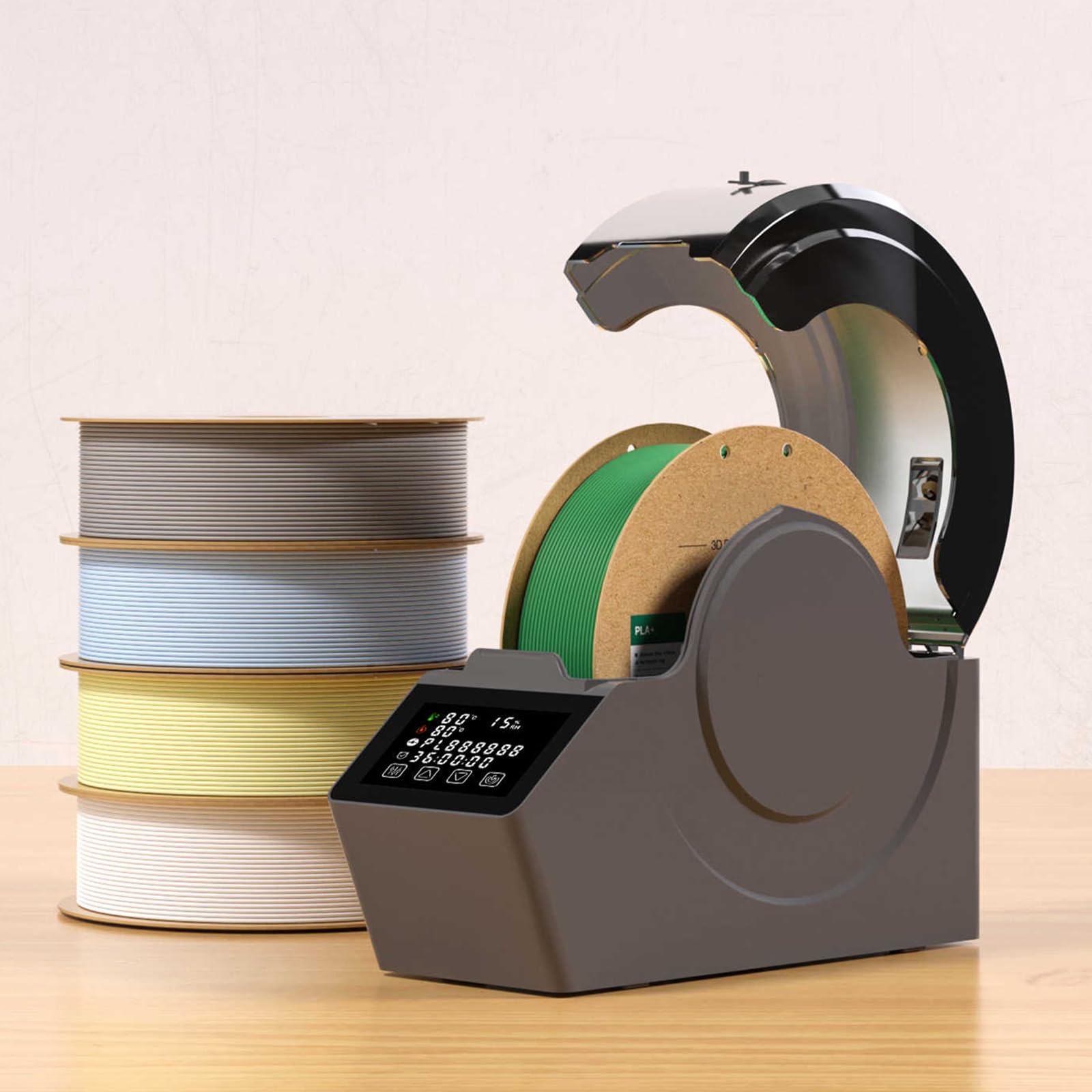 Secador De Filamento para Impresión 3D, Caja De Secado De Filamentos, Control De Temperatura, Temporizador (0–99 H), Compatible con Bobinas De 0,5 Kg/1 Kg Y Diámetros De 1,75/2,85/3,00 Mm