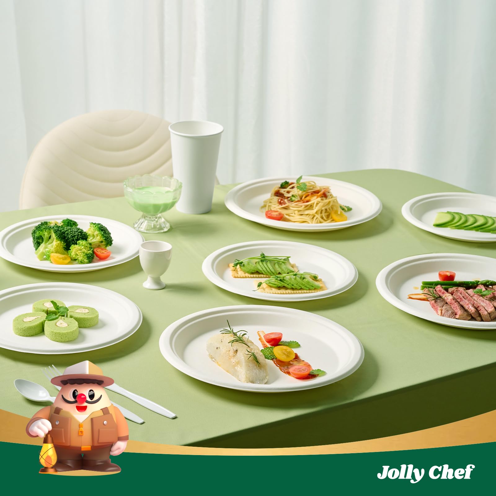Eco-Friendly Disposable Plates - 150 Pack -5 Eco-Friendly Disposable Plates - 150 Pack -5