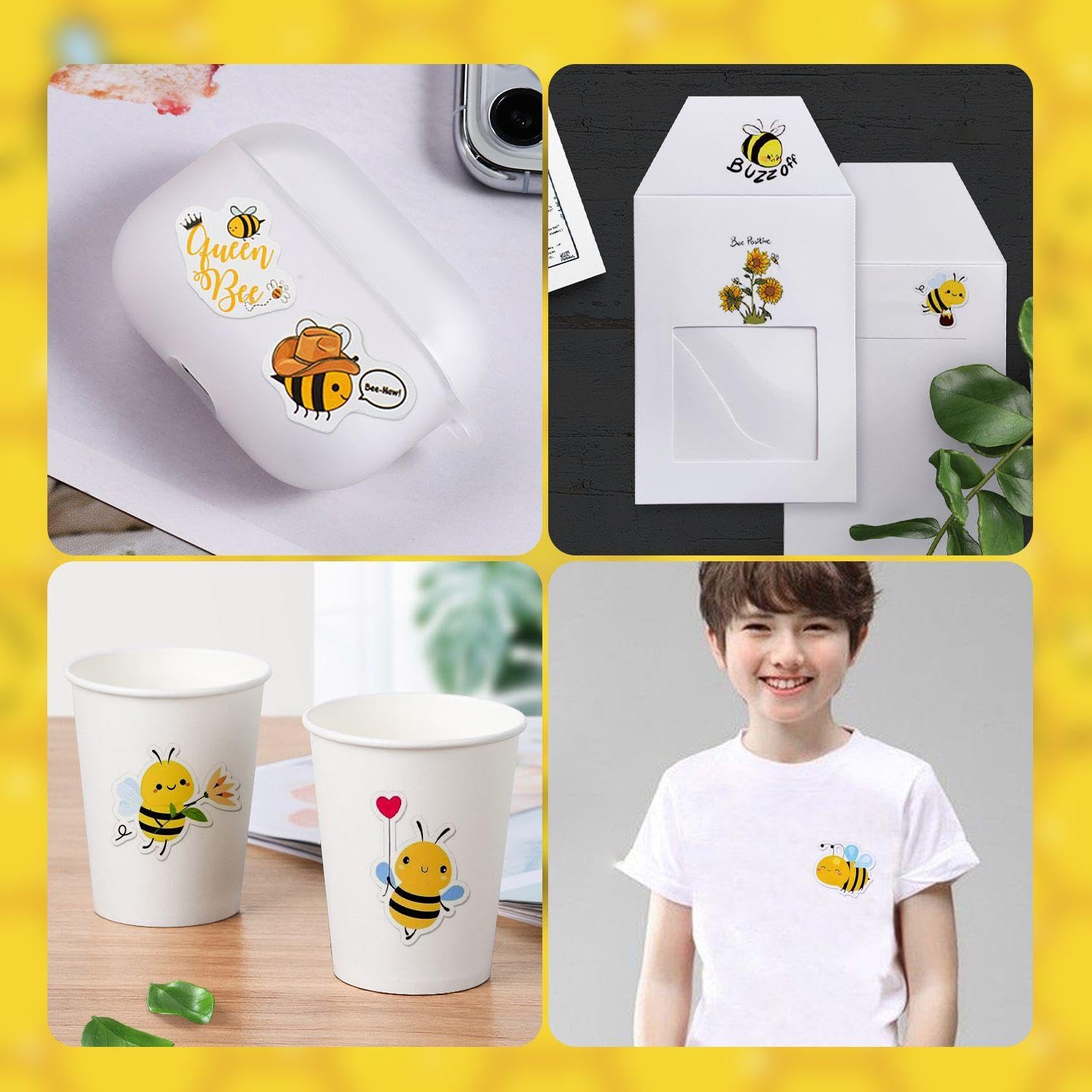Rollo De Pegatinas 3D De Abejas - 46 Piezas para Niños, Decoración De Pared y Ventanas, Paquete De Fiesta De Dibujos Animados