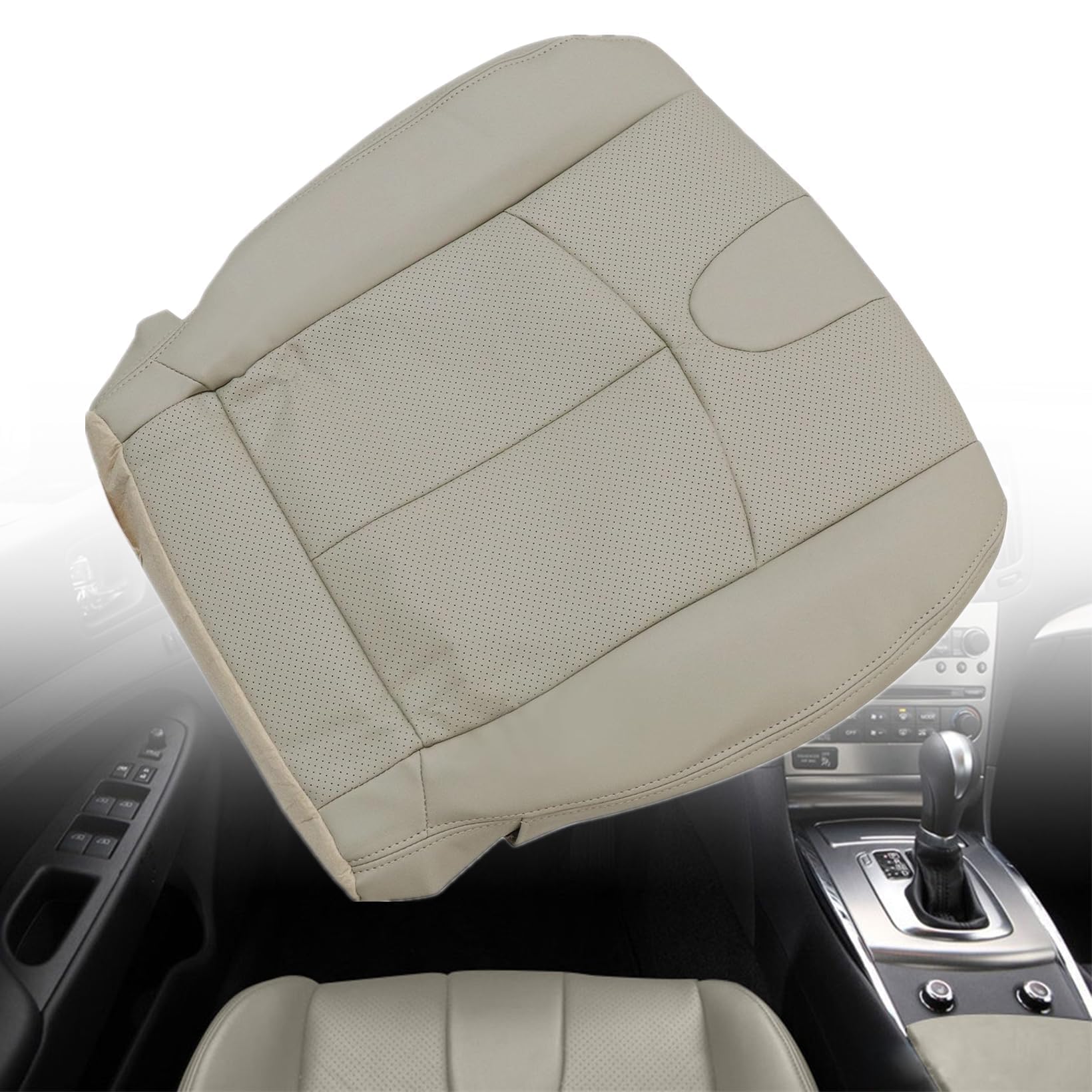 NLQR Front Driver Side Bottom Replacement Seat Cover Wheat Tan Microfiber Leather Compatible with Infiniti G37 2008 2009 2010 2012 2013