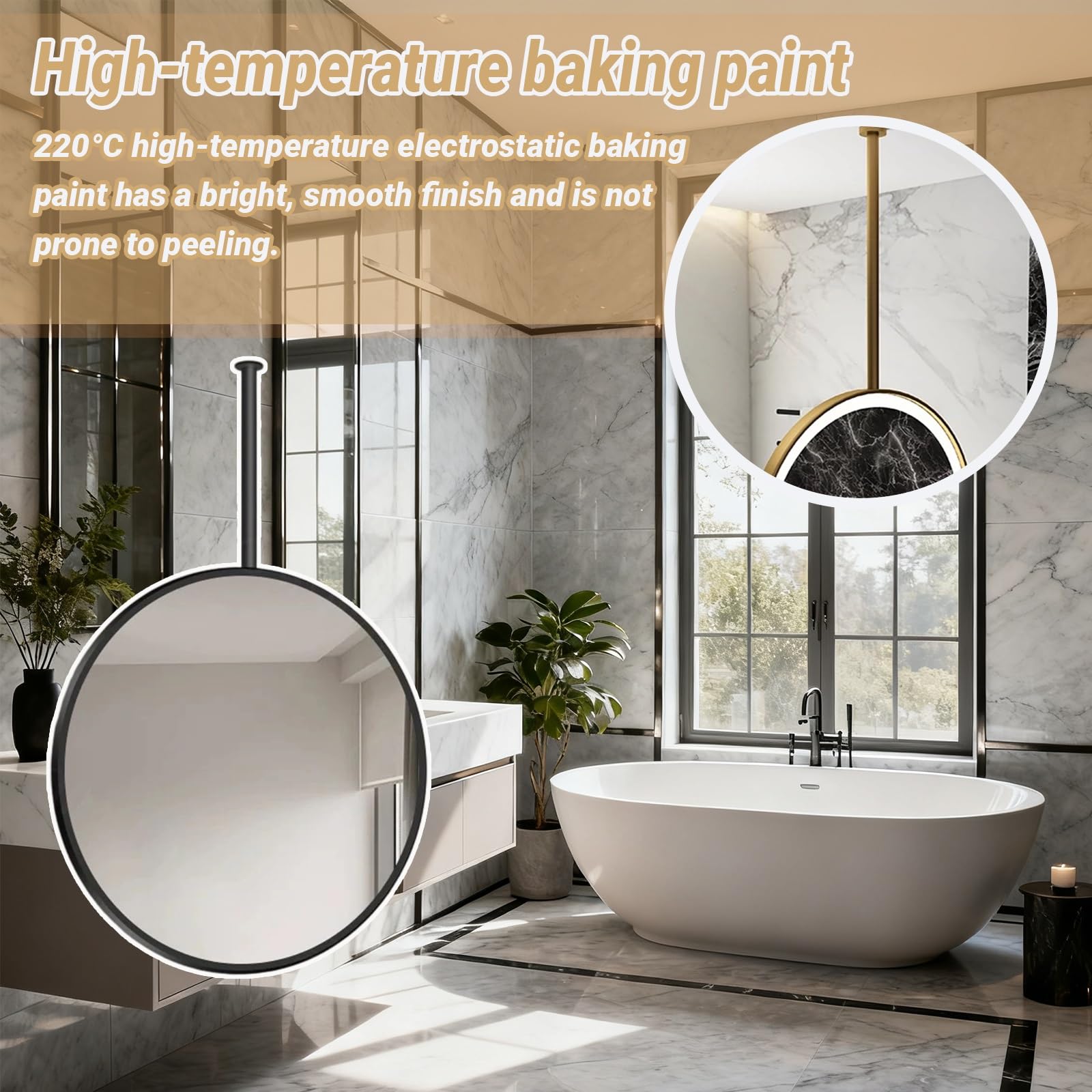 Specchio Da Bagno Rettangolare Da Soffitto Con Luce LED Specchio Vanity 3 Temperature Colore Trucco Antiappannamento Intelligente(Black,60cm/23in)