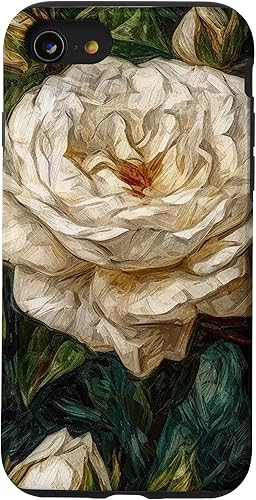 Vista 43 de Funda para iPhone 13 Van Gogh Art White Flower White Roses