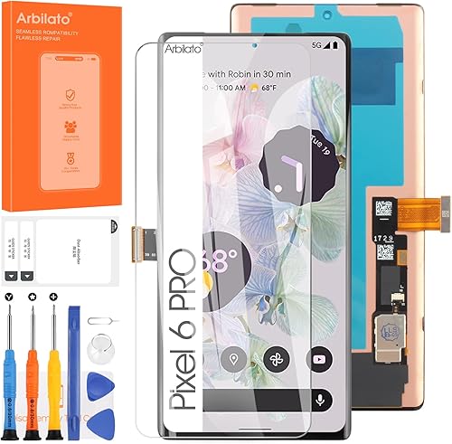 Pantalla para Google Pixel 6 Pro Reemplazo de pantalla para Pixel 6 Pro Pantalla LCD G8VOU, GLUOG Pantalla táctil Digitalizador Asamblea Piezas de