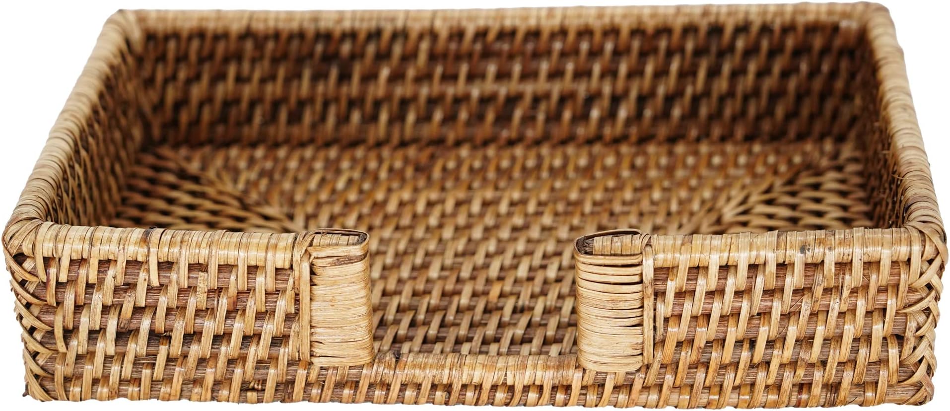 Chic Rattan Wicker Hand Towel Tray - Ideal for Guest Bathroom, Napkin Holder, Paper Towel Storage, Kitchen Countertop Accessory, and Decorative Coffee Table Tray