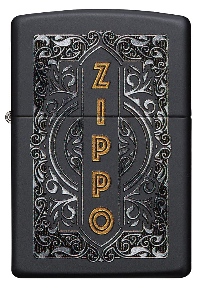 Zippo Logo Design Black Matte Pocket Lighter