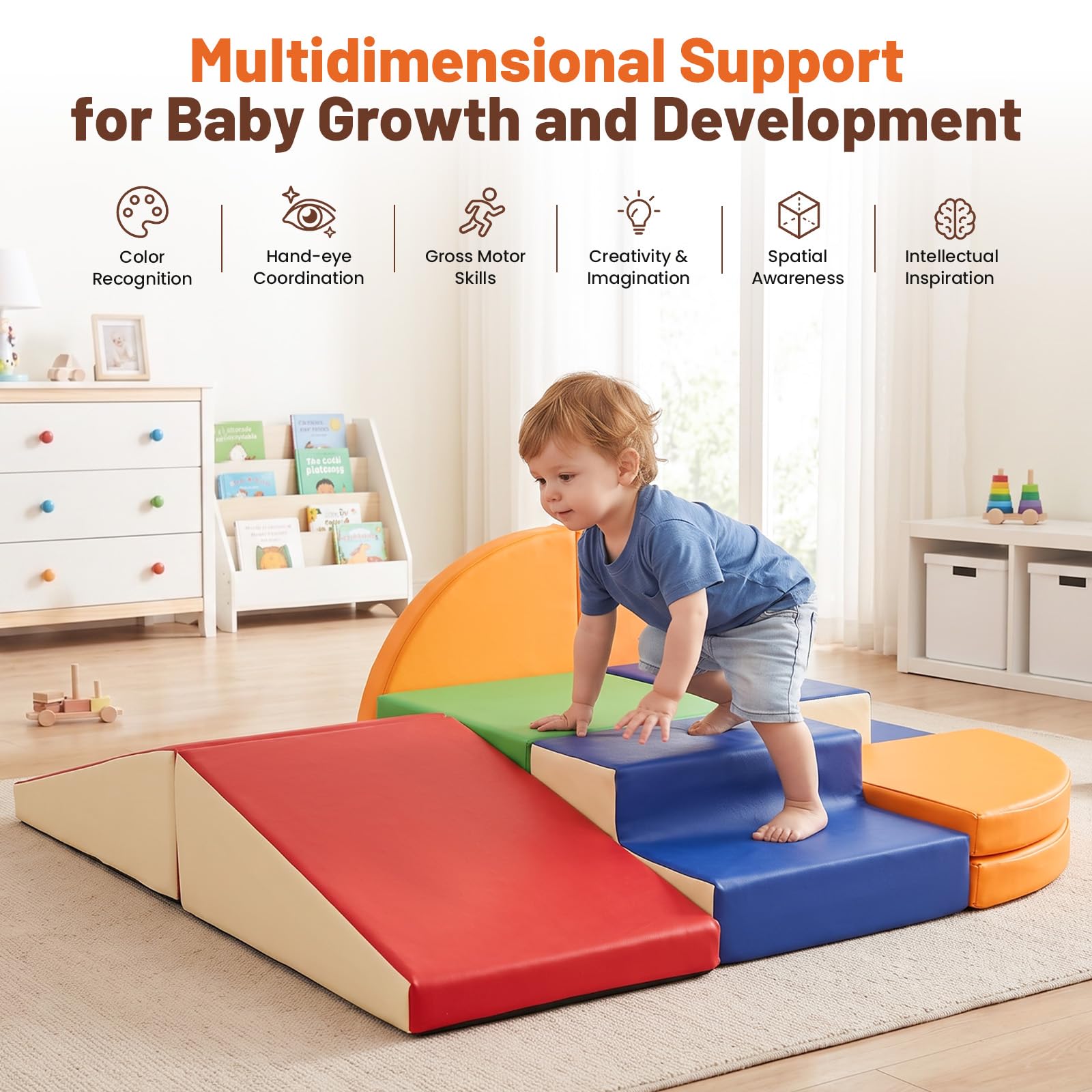 Blocchi da costruzione in schiuma per bambini, per arrampicata, interni, 9 mattoncini da costruzione giganti, mattoncini morbidi per bambini, montessori, giocattoli da arrampicata per esterni, doppia