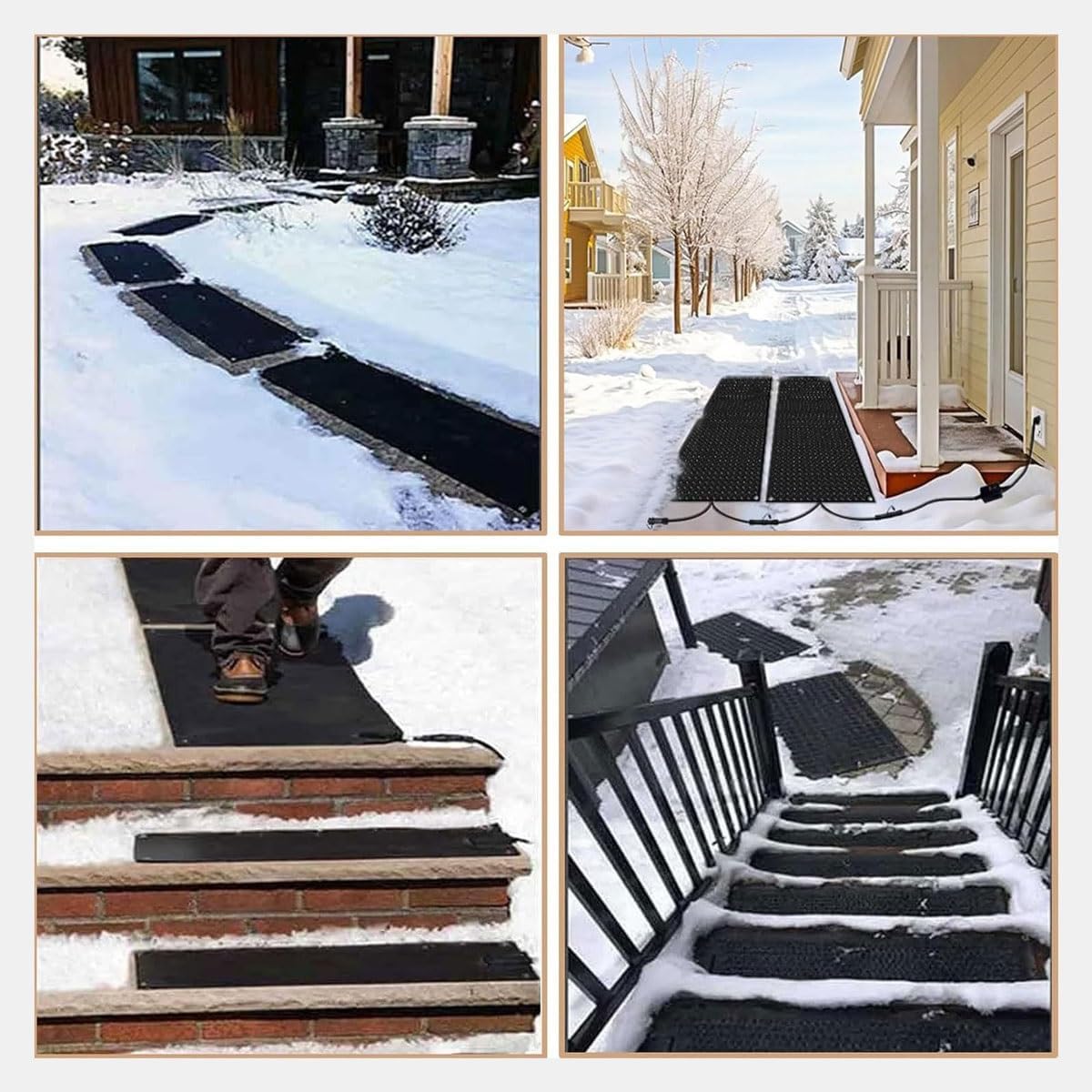 Electric Snow Melting Mats,Outdoor Heated Snow Melting Mats,Non Slip PVC Snow and Ice Melting Mat,Electric Ice Melting Mats,Driveway Heating Mat,for Winter Snow Removal(10 * 48in)