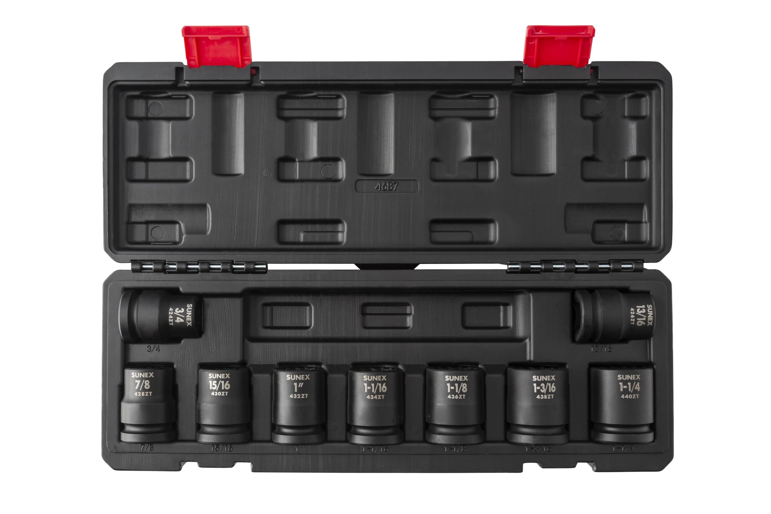 SUNEX TOOLS 4687 3/4-Inch Drive 12-Point SAE Impact Socket Set, 9