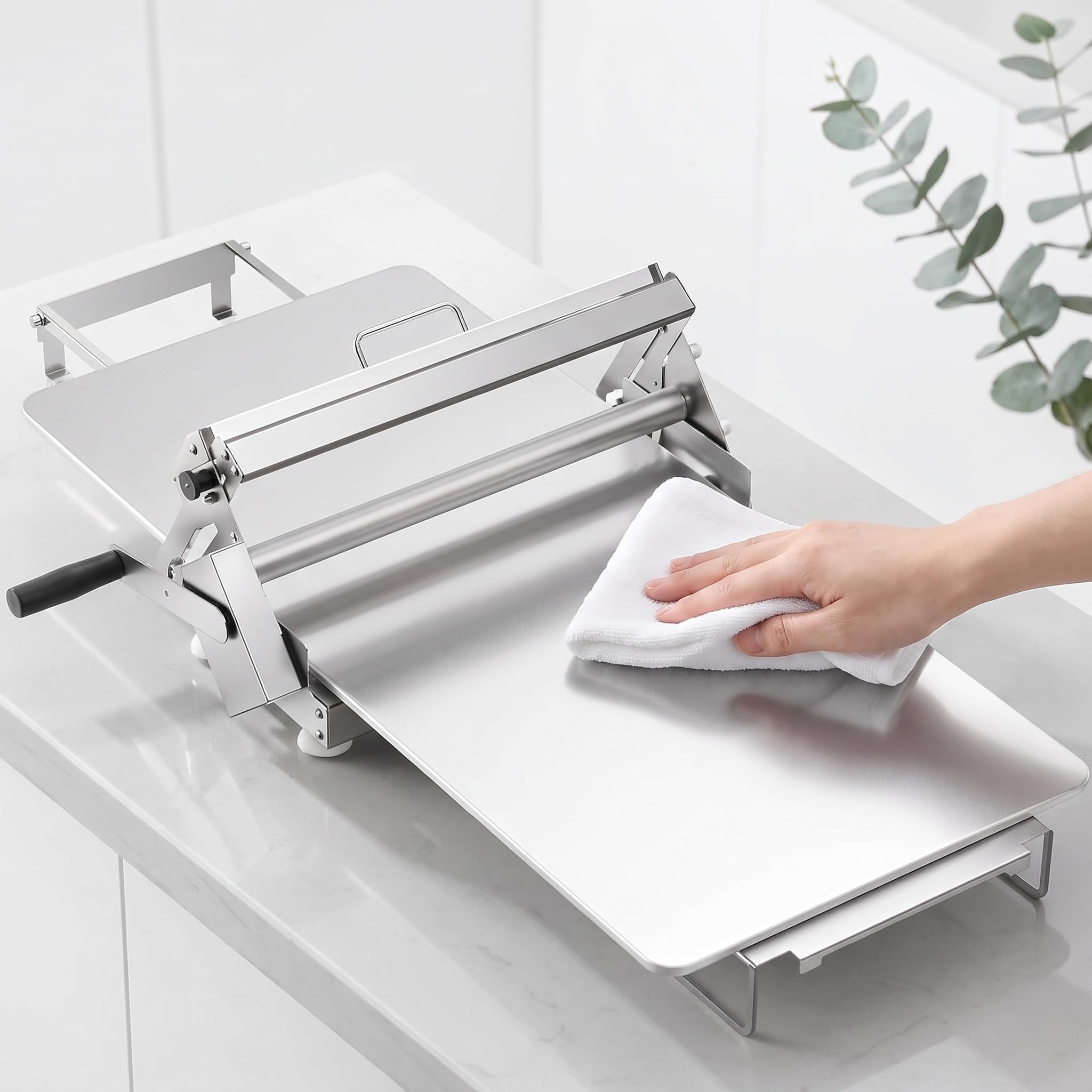 Manuelle Teigausrollmaschine, Tragbare Manuelle Teigrolle, Tisch-teigausrollmaschine Aus Edelstahl Für Croissants, Pizza, Tarte, Blätterteig, Für Gewerbliche Und Private Bäckereien, Einstellbare
