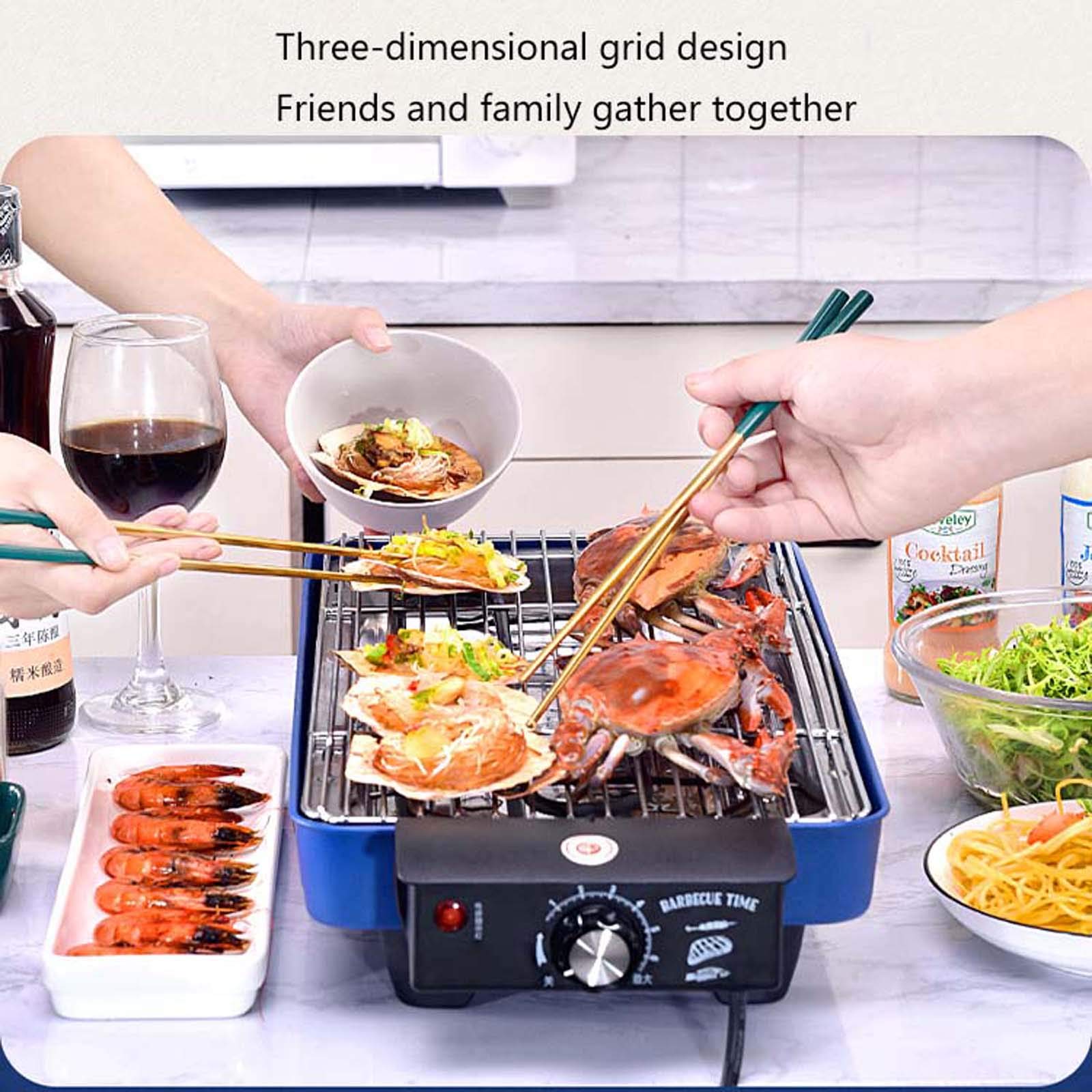 Elektryczny grill bezdymny, grill elektryczny do użytku w pomieszczeniach, przenośny grill bezdymny, zmywalna patelnia elektryczna, grill z powłoką nieprzywierającą, wyjmowane płyty