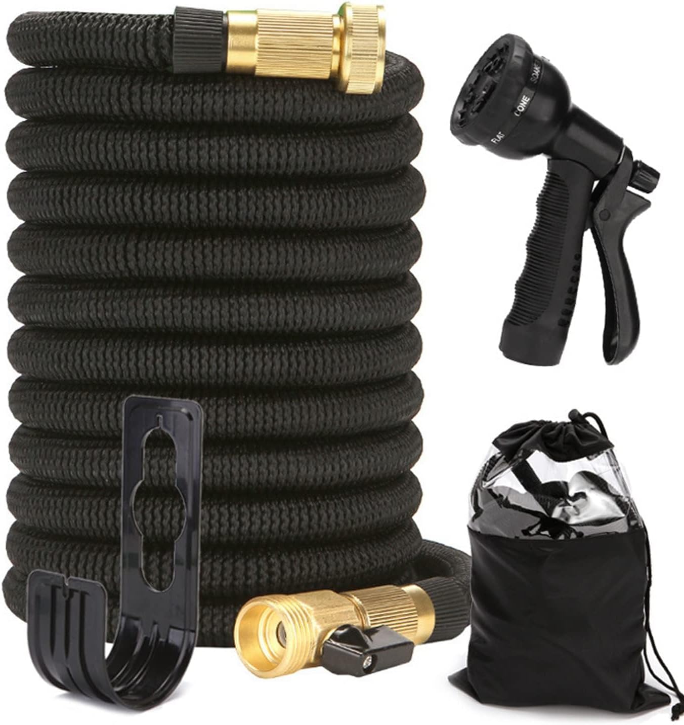 Expandable Garden Hose 100ft, No-Kink Expanding Flexible Water Hose, 3/4" Solid Fittings - Extra Strength Fabric