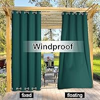 Vista 211 de NICETOWN Cortinas grises para exteriores para patio, impermeables, 2 paneles, resistentes al viento, a prueba de óxido, ojales superiores e