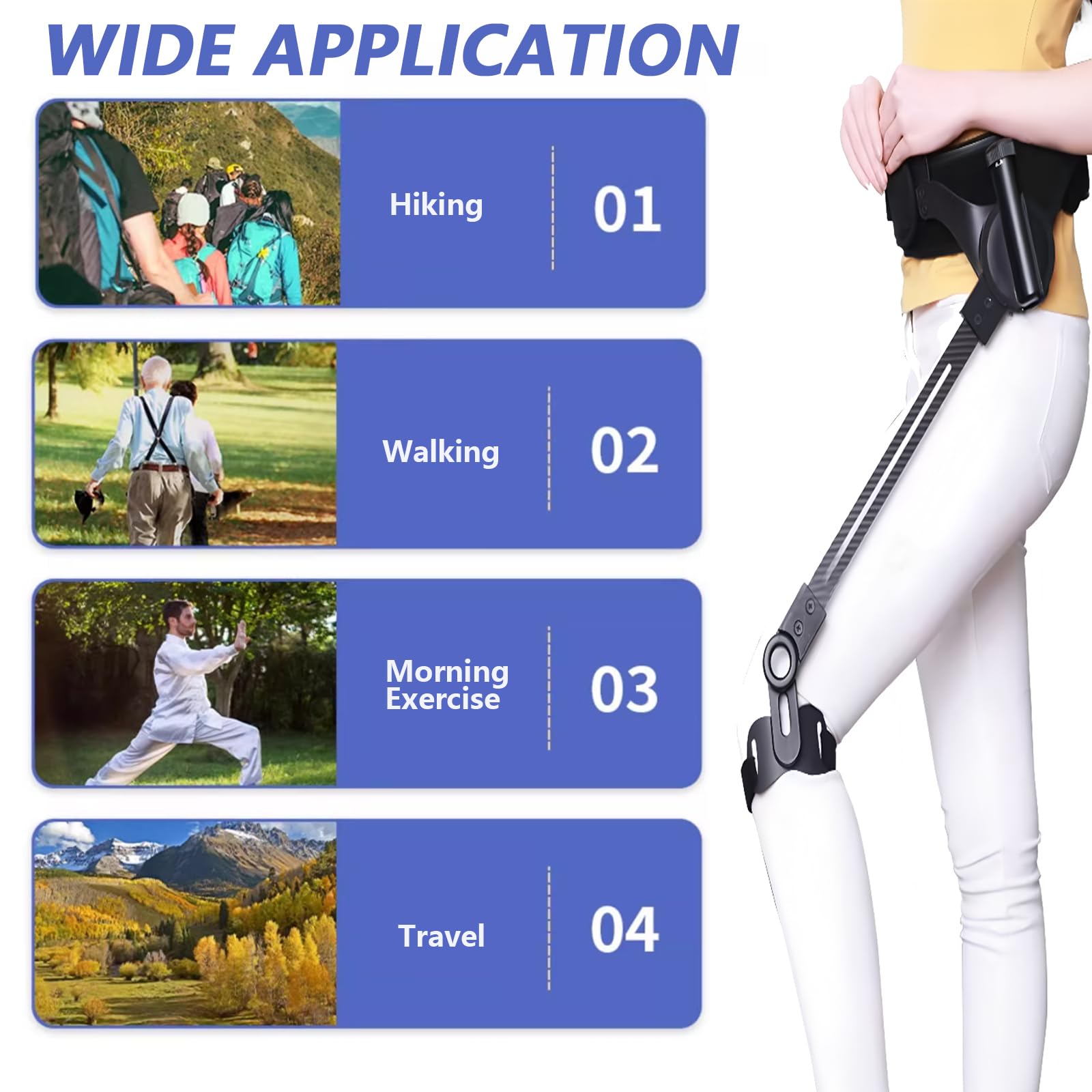 Exoesqueleto portátil para caminar, dispositivo de asistencia de fibra de carbono para apoyo a la movilidad, potencia ajustable para senderismo y uso diario