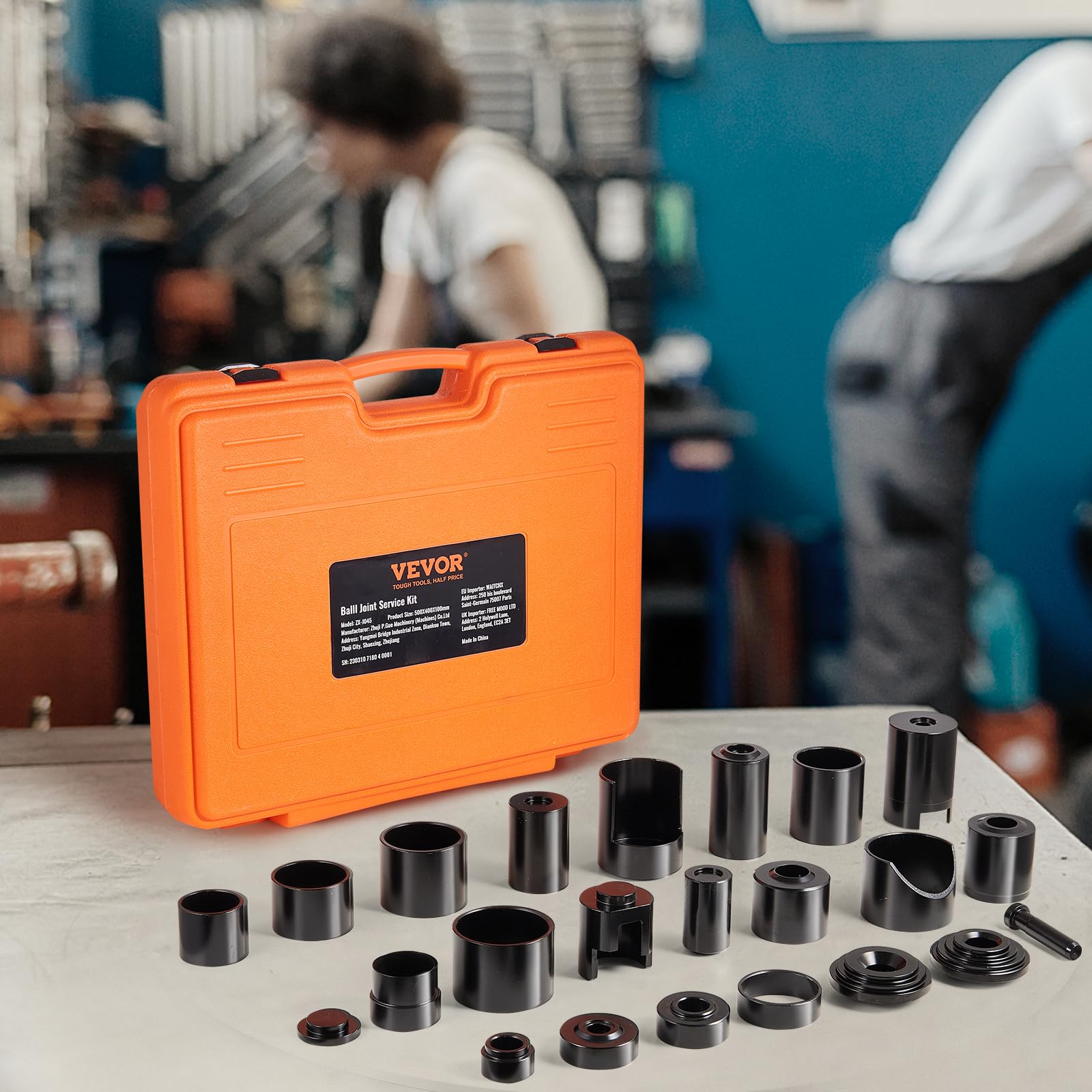 VEVOR Kit di Pressatura per Giunto Sferico 25 Pezzi in Valigetta da Officina per Riparazione Veicoli in Materiale Acciaio al Carbonio per Auto 2WD/4WD, Kit Attrezzatura Giunti Sferici 25 Pz a Telaio C