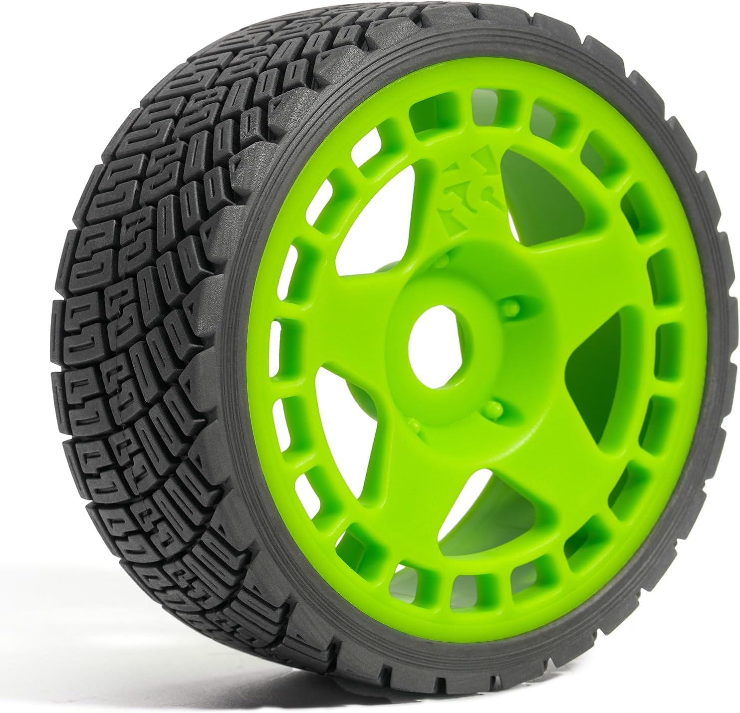 Pre-Glued Wheel & Street Rally Tire Set for 1/7 1/8 RC Car, Fits ARRMA Infraction/Felony, MJX 7303, KM C3, 100 x 40 mm Rubber, 17 mm Hex, EVA Insert, 4 pcs, Green