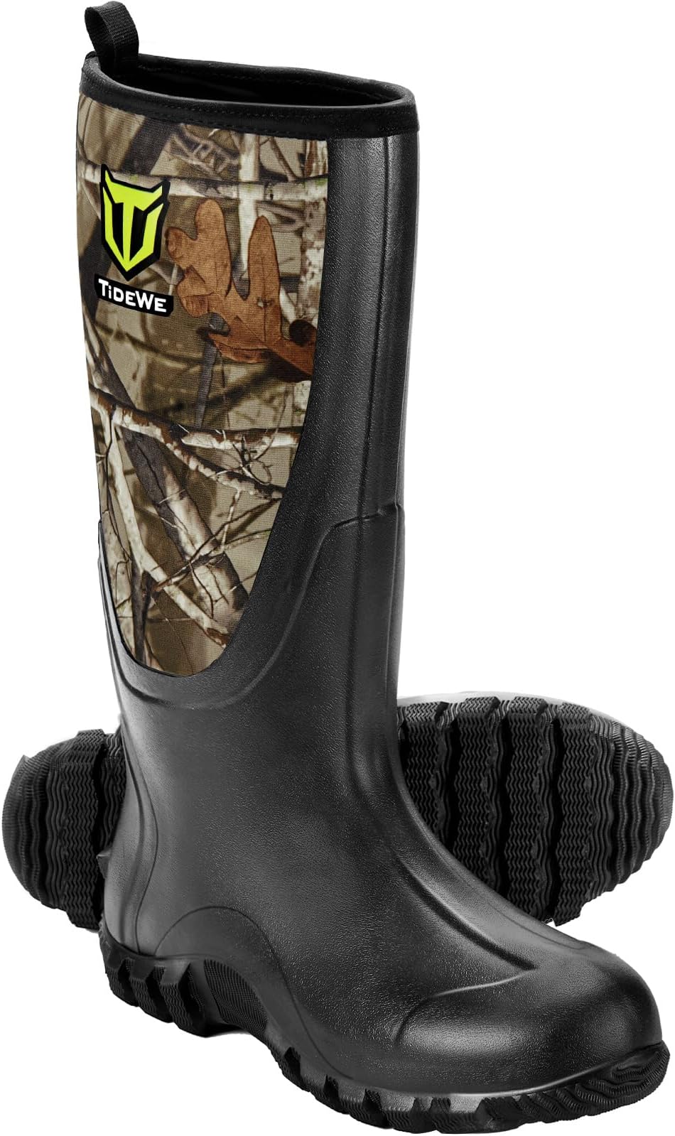 Rubber Boots for Men Multi-Season, Waterproof Rain Boots with Steel Shank, 6mm Neoprene Sturdy Rubber Outdoor Hunting Boots