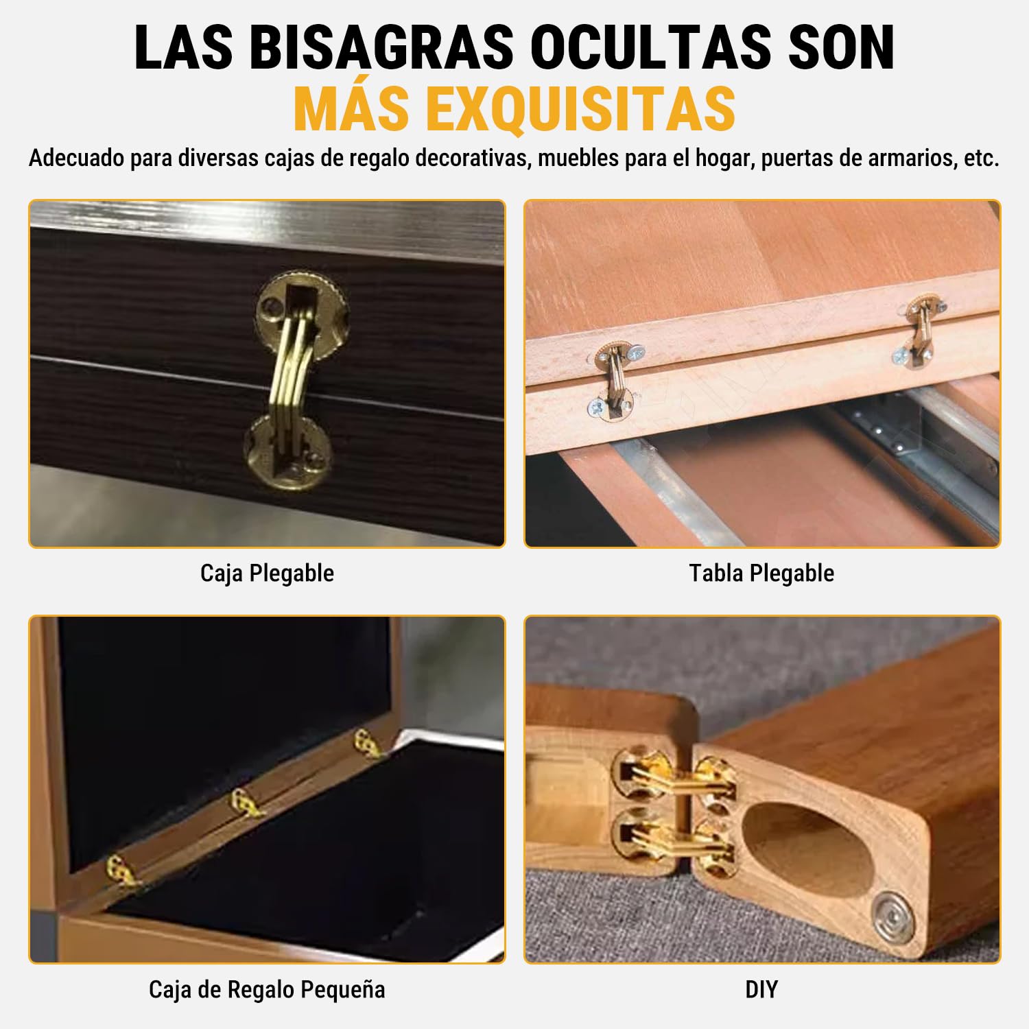 VOBOR Bisagra Barril,4 Piezas Bisagra de Barril Cilíndrico Latón Invisible,Mini Bisagras Ocultas 180°Ángulo de Apertura para Armarios Muebles Cajas de Joyería (10mm)