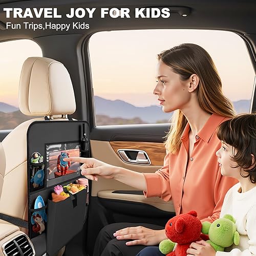 Miniatura 2 de Organizador de asiento trasero de automóvil con soporte para tableta, 6 bolsillos de almacenamiento, protectores de respaldo de asiento para niños,