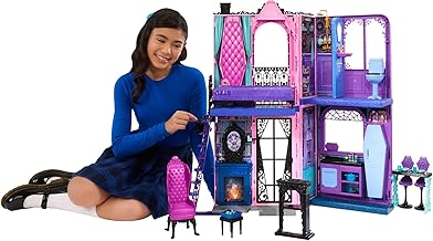 Monster High Boo-tique Hotel Doll House, Foldable Playset with Spooky Surprises in Every Room and 13+ Pieces Including Furniture and Accessories