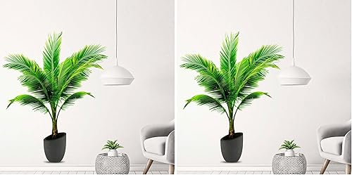 Miniatura 6 de Pegatinas de pared de plantas en maceta de palma de coco, plantas tropicales, hojas de árboles, calcomanías de pared, dormitorio, sala de estar,