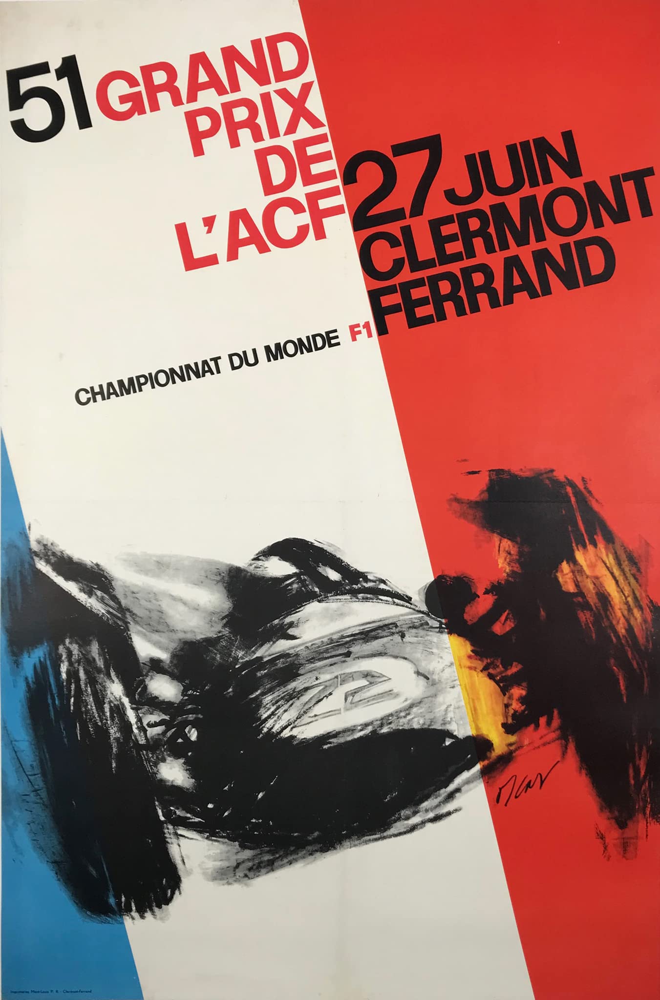 Grand Prix Clermont Ferrand affiche vintage poster retro grand format 50x70