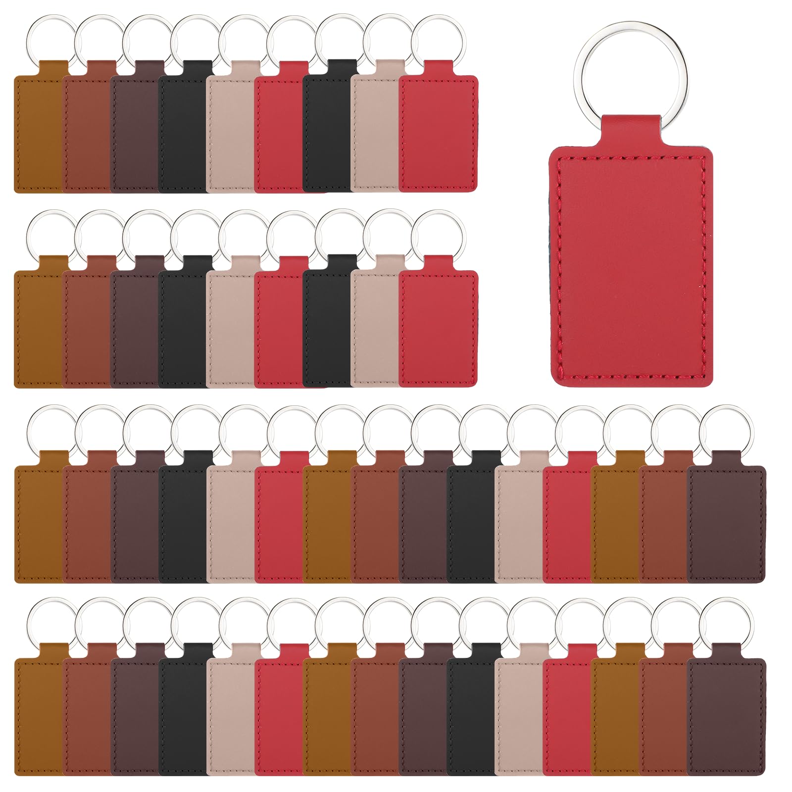 Porte-clés rectangulaires en cuir synthétique le lot de 48 pièces pour travaux manuels