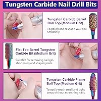 Vista 3 de Juego de 30 brocas de uñas con bonito soporte para brocas de uñas, brocas de uñas para uñas acrílicas, broca de cerámica profesional, broca