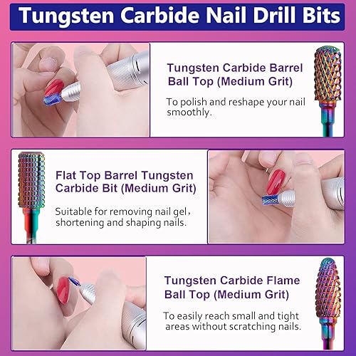 Miniatura 3 de Juego de 30 brocas de uñas con bonito soporte para brocas de uñas, brocas de uñas para uñas acrílicas, broca de cerámica profesional, broca de