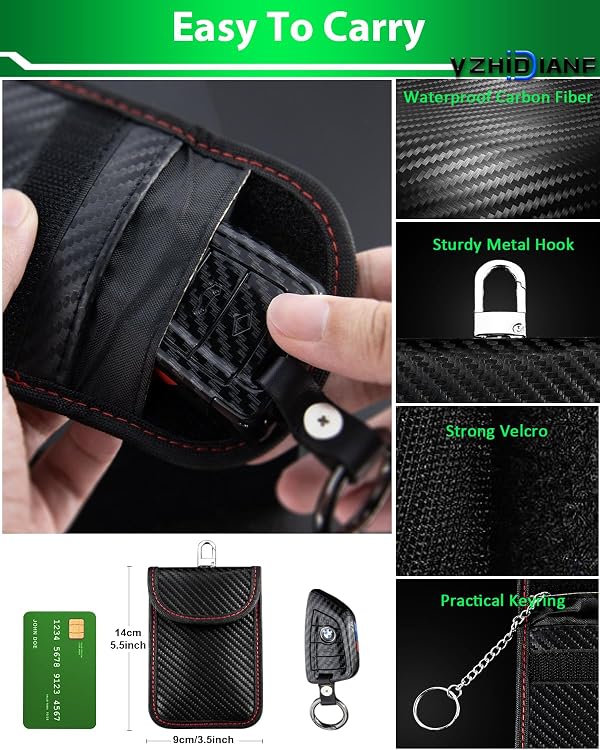 YZHIDIANF Faraday Key Fob Protector (3 Pack), Key Fob Signal Blocker Pouch by YZHIDIANF - Used condition - Image 4