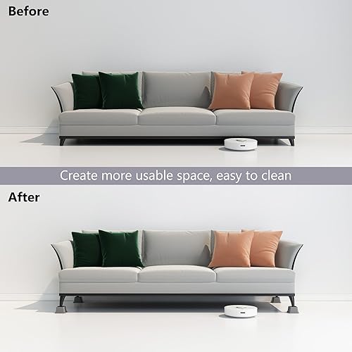 Miniatura 4 de Napnapday Elevadores de cama de 2 pulgadas, elevadores de muebles de cama resistentes, elevadores de 1,500 libras para sofá y mesa, juego de 4, gris