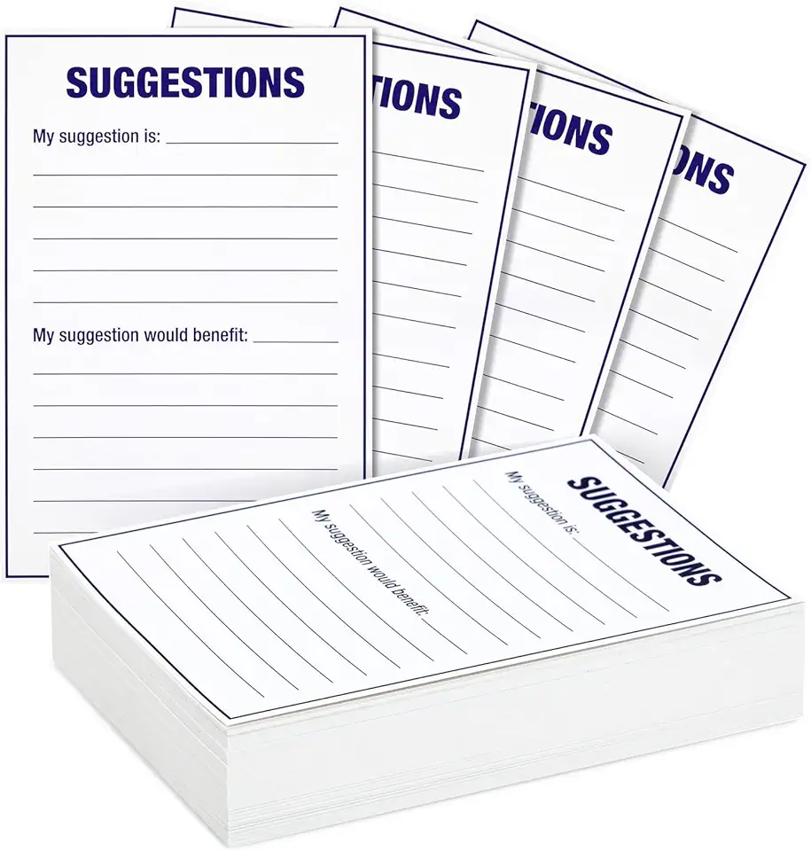 Best Paper Greetings 100 Count Refill Suggestion Box Cards for Boxes - Improvement Per Pack 4 x 6 Inches