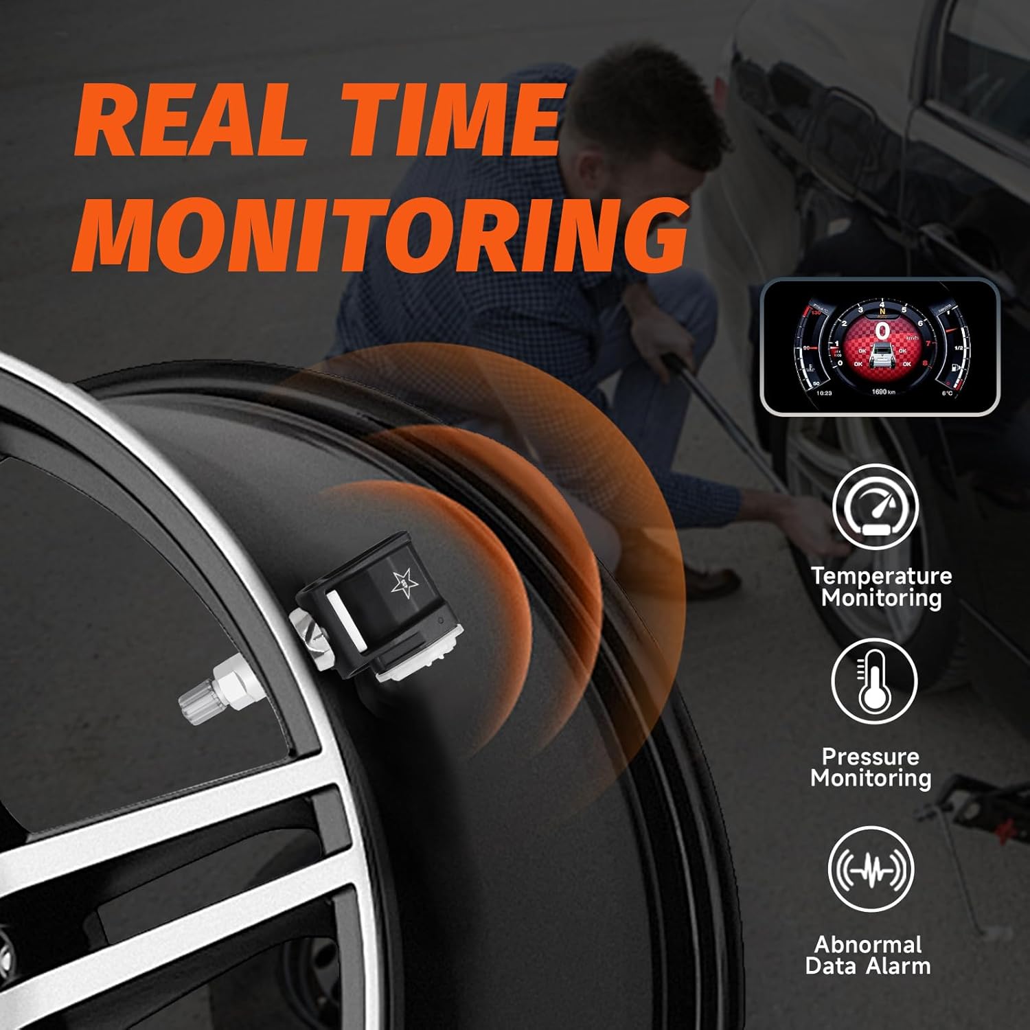 Set of 4 TPMS Sensor Tire Pressure Monitoring System Sensor 433MHz Compatible with Mercedes-Benz E300 2.0L L4 2017 2018 Mercedes-Benz E350 2.0L L4 Gas 2022-2023 Replaces# A0009052102