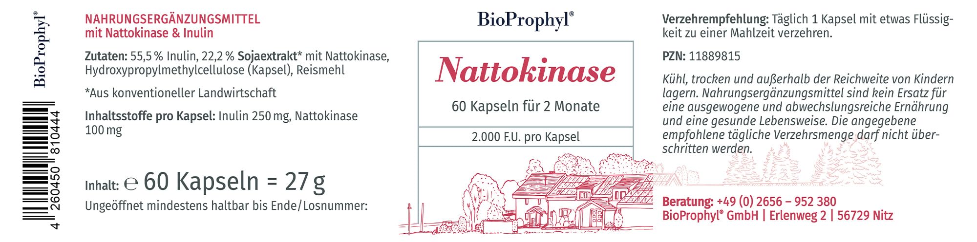 Nattokinase - 2.000 FU - 100 mg Nattokinase - für 2 Monate - 60 vegetarische Kapseln