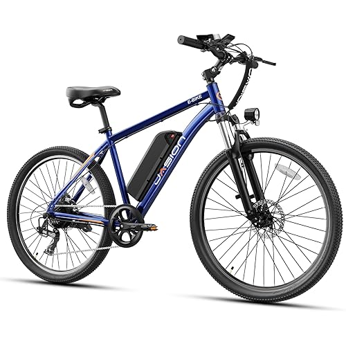 Jasion EB5 Electric Bike for Adults with Peak 1000W Brushless Motor, 40Miles 20MPH Commuting Electric Mountain Bike with 360Wh Removable Battery, 7-Speed, 26" Tires and Front Fork Suspension