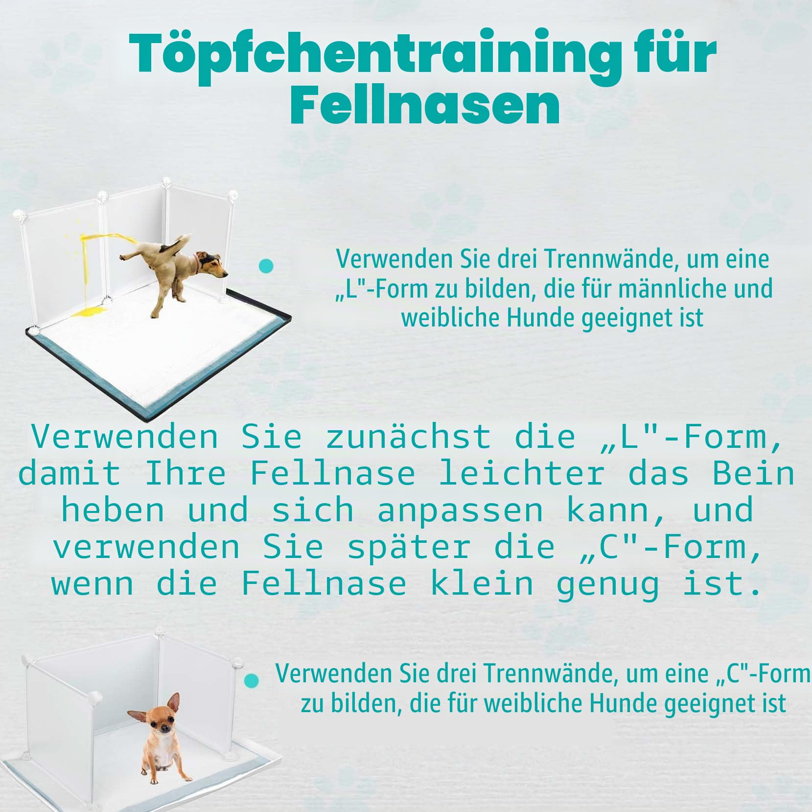 Purrfect Pfotentoilette mit hohen Wänden, Indoor-Hundetöpfchen für kleine und mittelgroße Hunde, kein Verschütten von Urinierpad-Halter